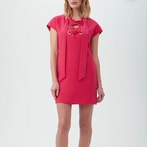 Trina Turk Vibrant Watermelon Lace-Up Mini Dress